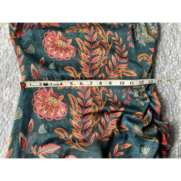 Averie Halley Ruched Midi Dress Flowery Print on Cobalt Blue Size Small - NEW - Picture 11 of 13